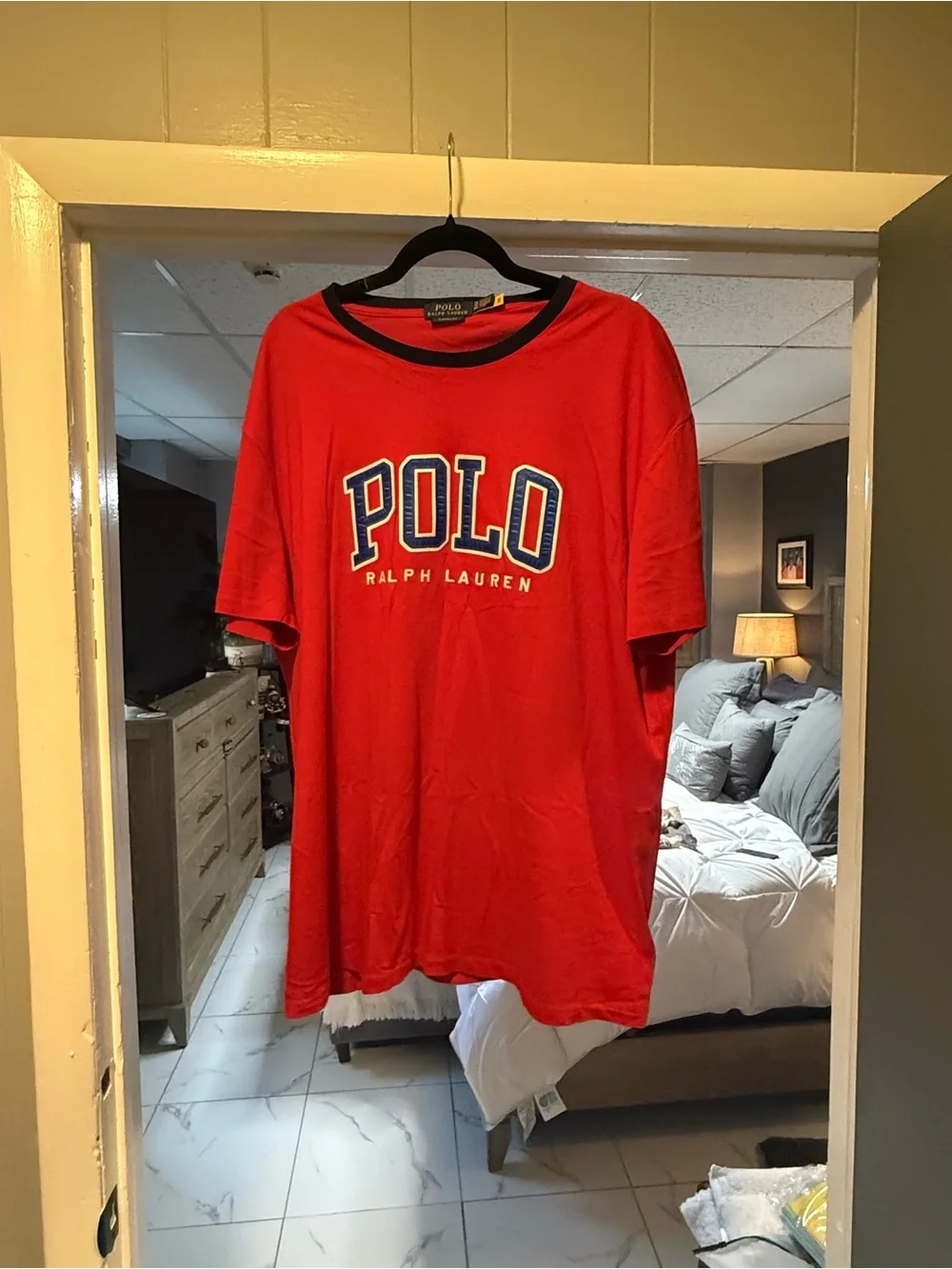 Polo by Ralph Lauren Red Short-Sleeve Tee with Blue Neck Trim